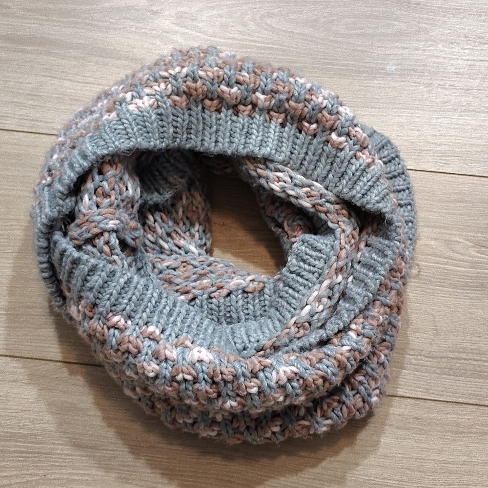 Cozy Knit Infinity Scarf, Warm Mocha Ladies Winter Wrap Scarf